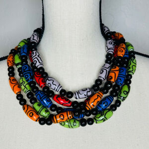 Vintage Africa Mali Handmade Glass Bead Necklaces